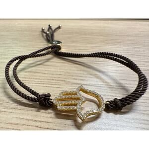 Gold and Brown Adjustable Hasma Hand  Bracelet